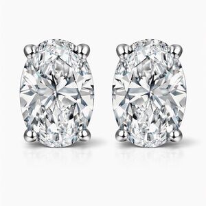 2ct Oval Cut Moissanite Stud Earrings 925 Silver VVS D-F Solitaire Very Shiny
